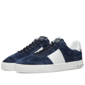 Marine & White Suede Valentino Fly Crew Sneaker