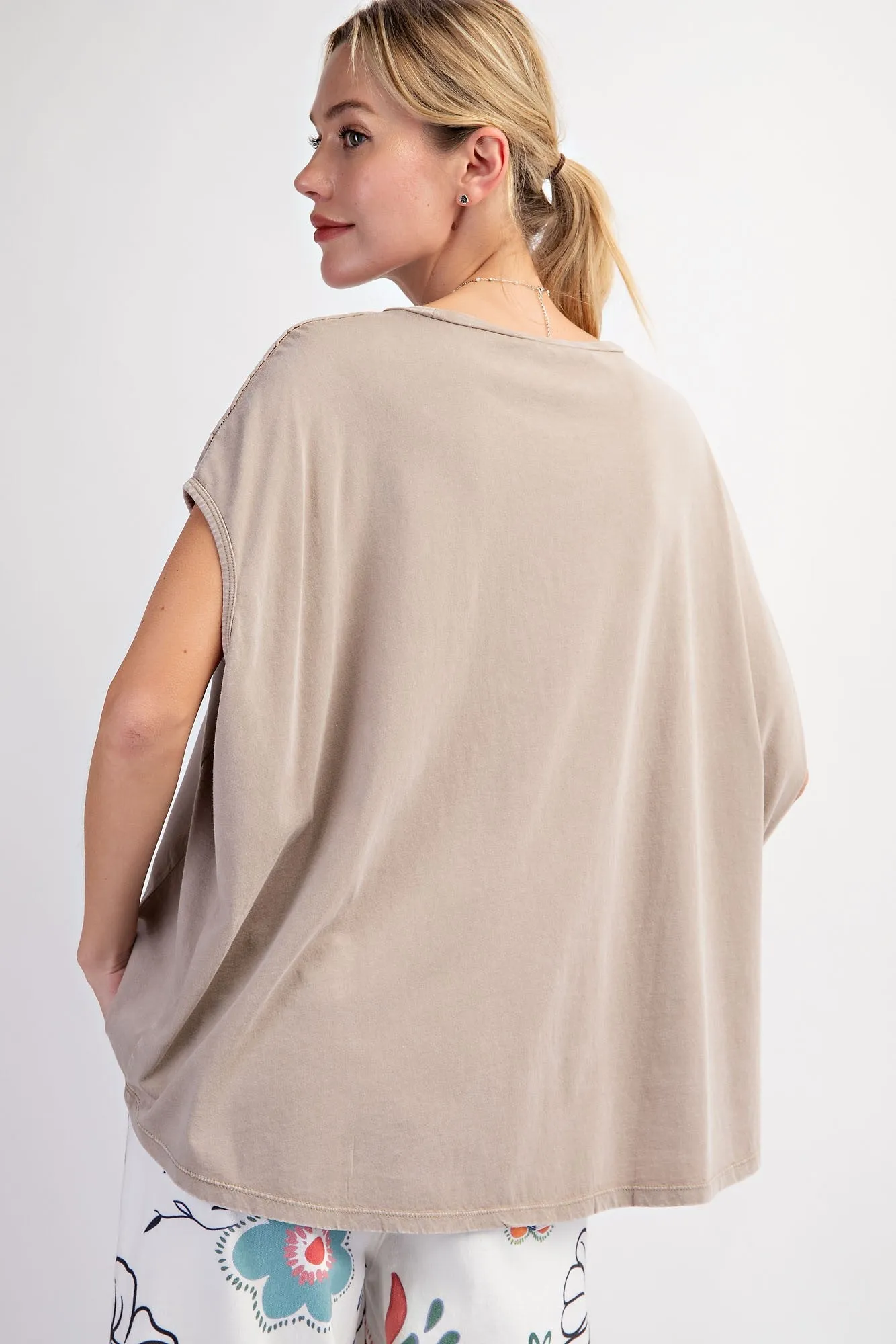 Mineral Washed Cap Sleeve Top