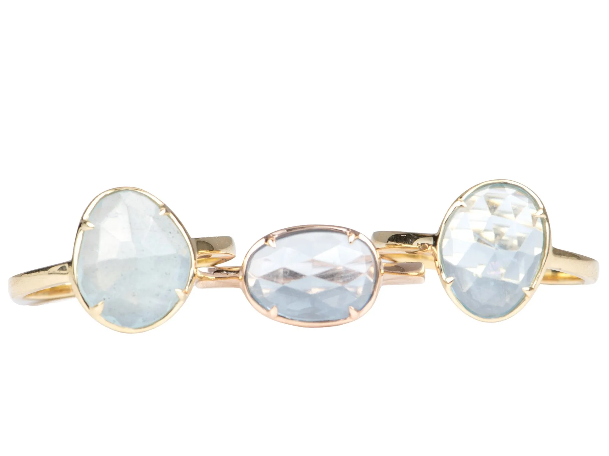 Stacking Ring with Moss Aquamarine in 14K Gold