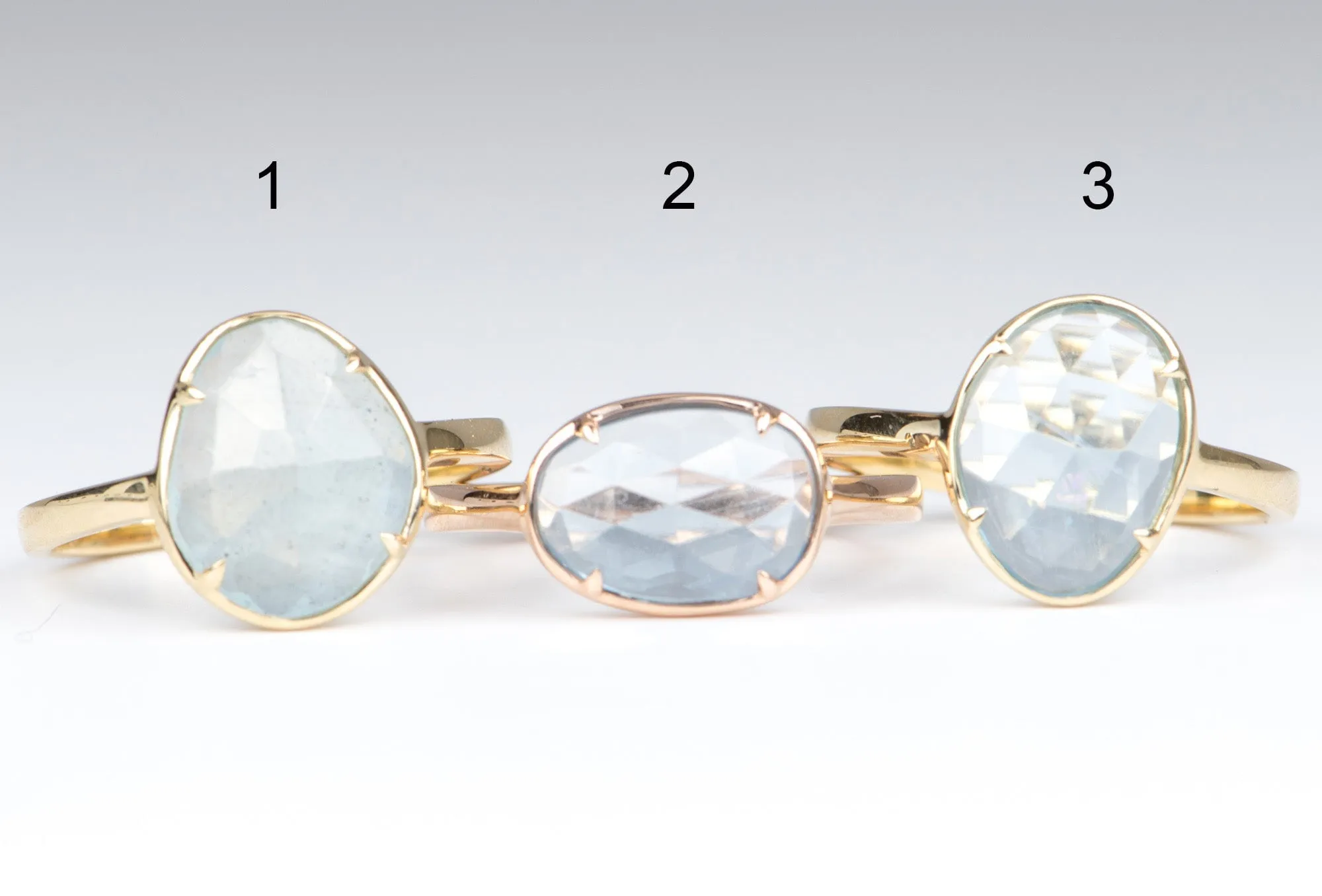 Stacking Ring with Moss Aquamarine in 14K Gold