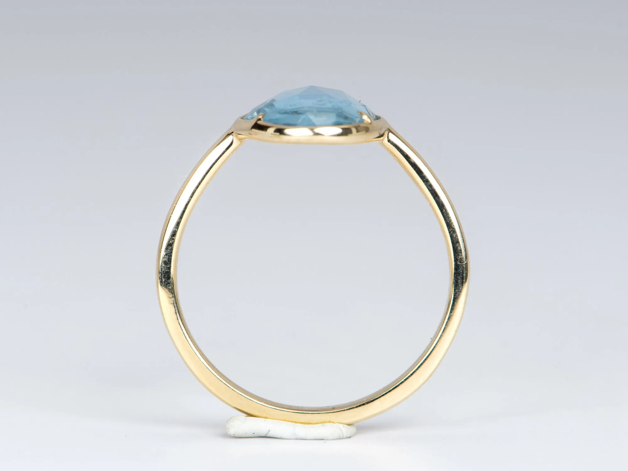 Stacking Ring with Moss Aquamarine in 14K Gold