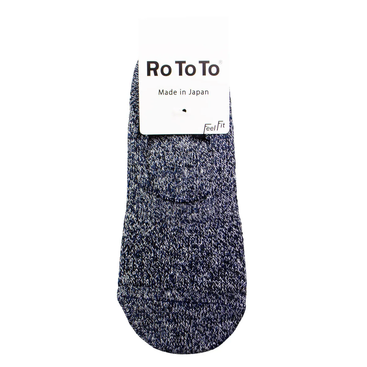 Low Gauge Linen Foot Cover Invisible Socks in Navy / White