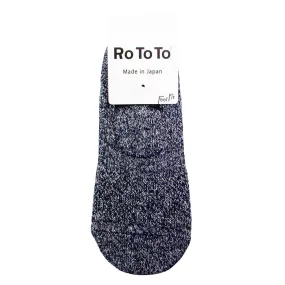 Low Gauge Linen Foot Cover Invisible Socks in Navy / White