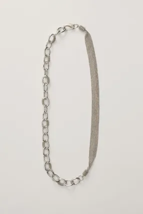 Ribbon and Chain Necklace in Nickel