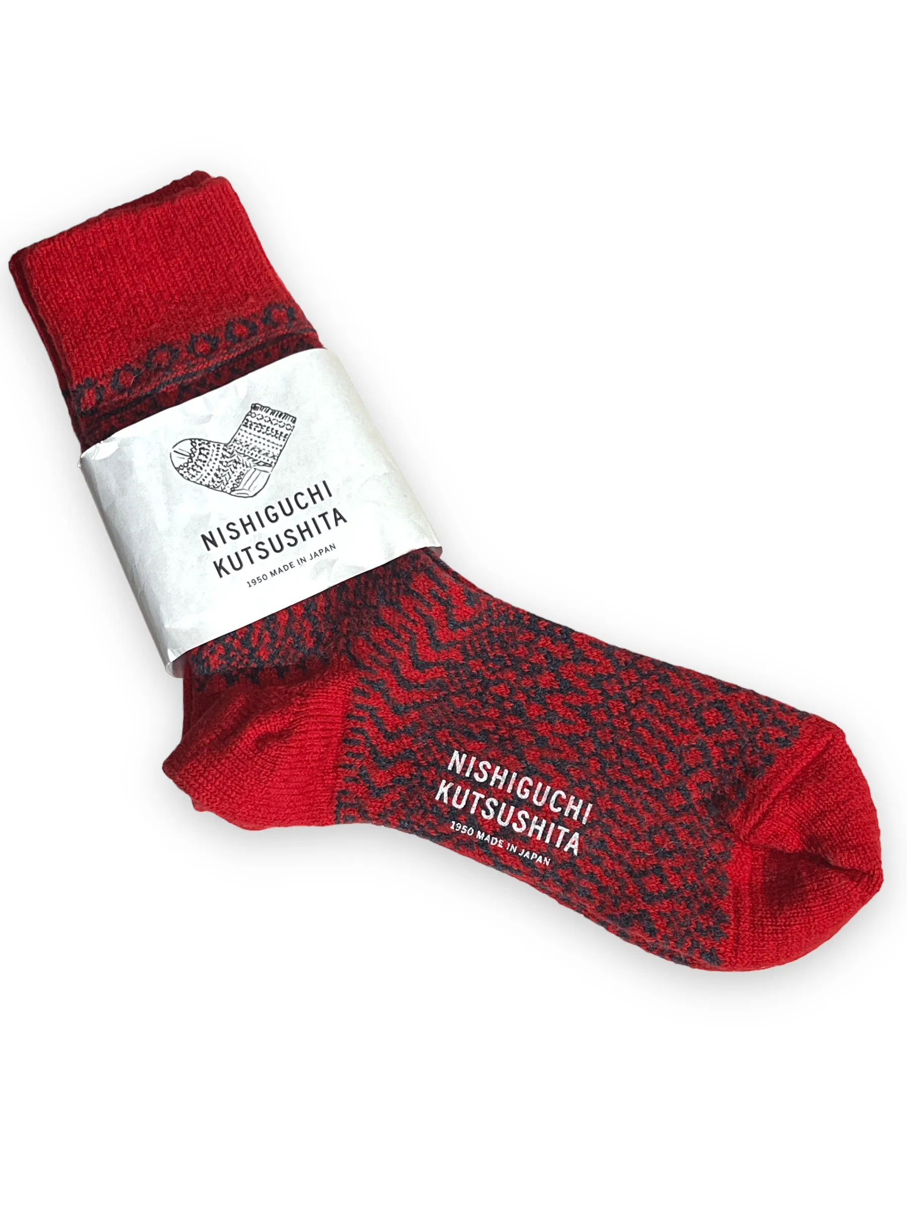 Red Nishiguchi Kutsushita Oslo Wool Socks