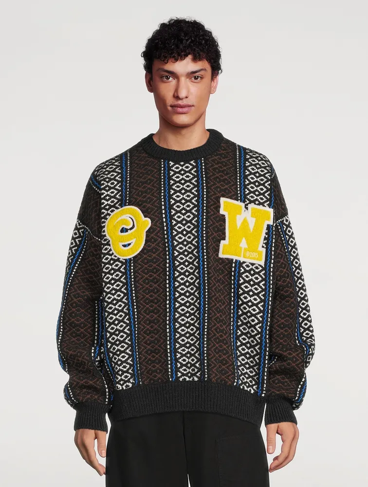 Off-White Blue On The Go Moon Chunky Sweater