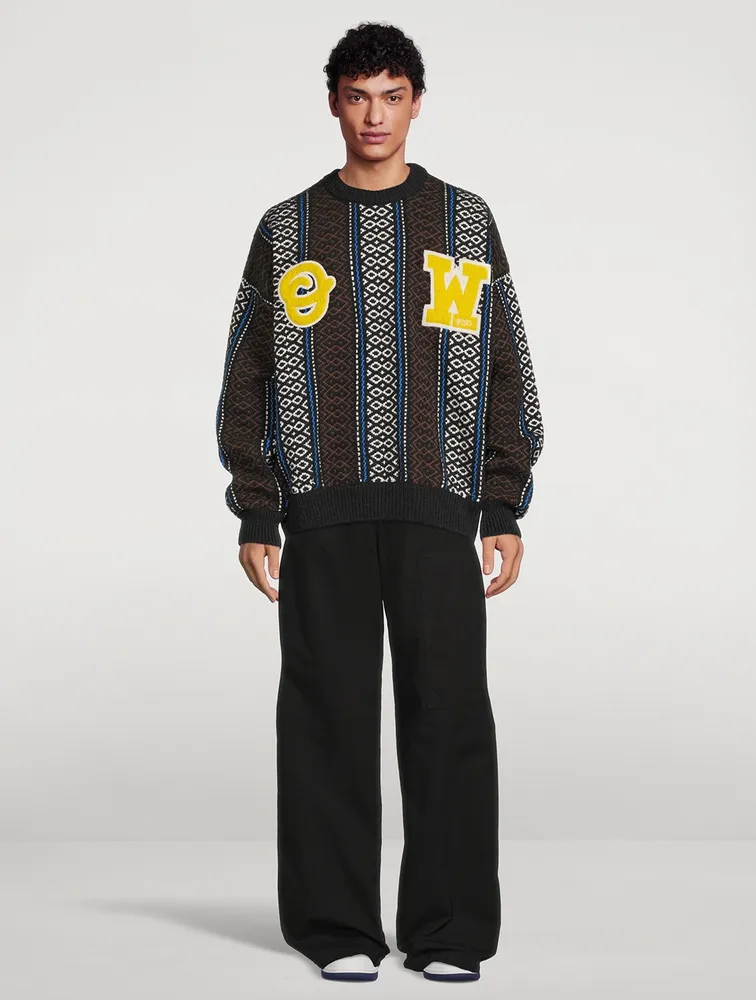 Off-White Blue On The Go Moon Chunky Sweater