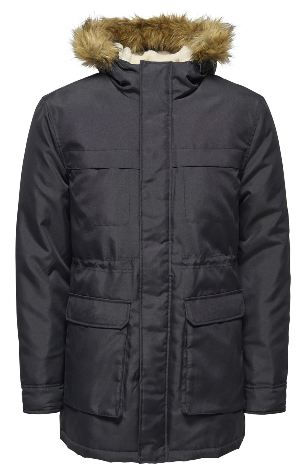 Only & Sons John Hooded Parka Jacket in Dark Navy