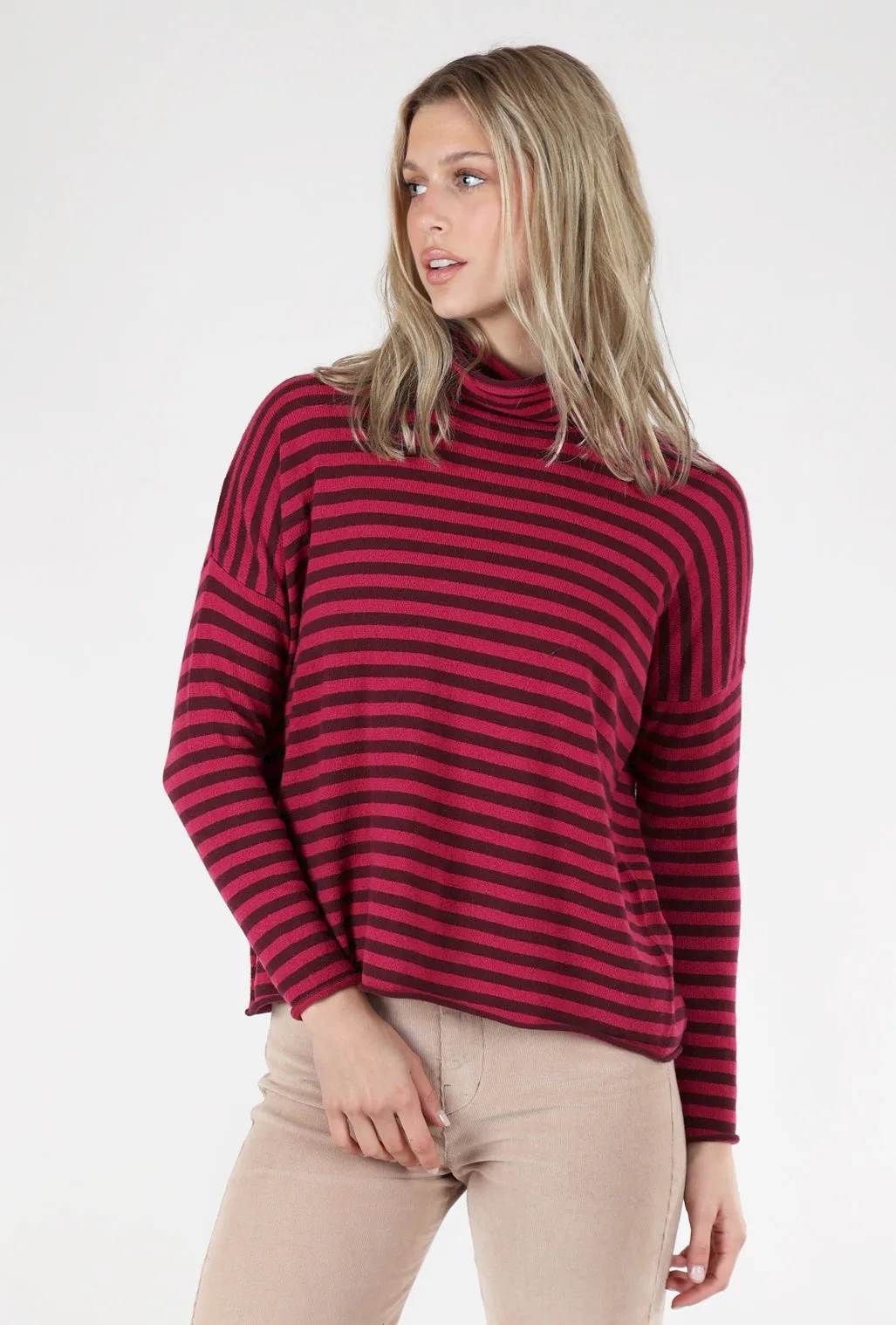 Magenta Stripe Cashmere Sweater