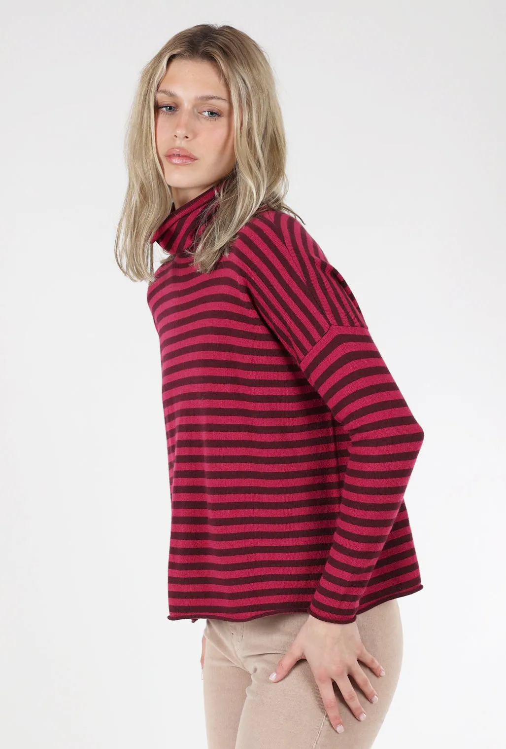 Magenta Stripe Cashmere Sweater