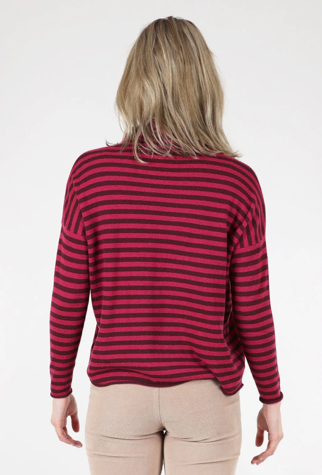 Magenta Stripe Cashmere Sweater