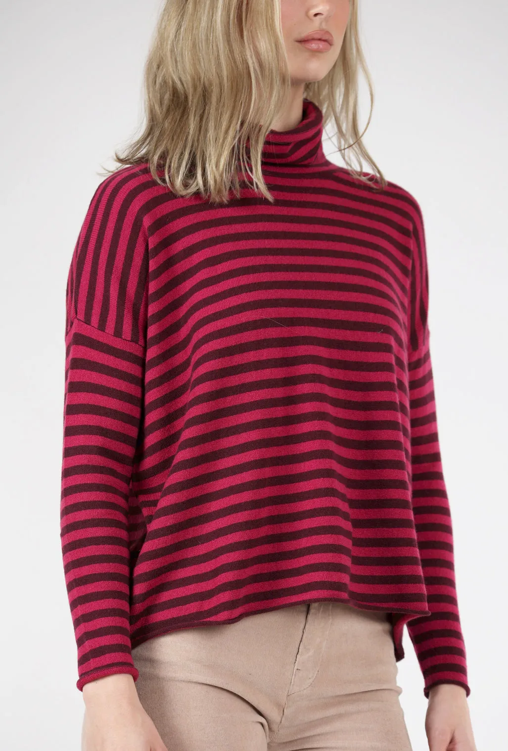 Magenta Stripe Cashmere Sweater