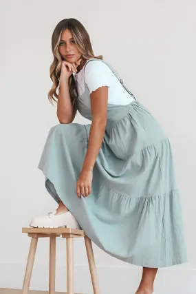 Overall Dress in Dusty Blue