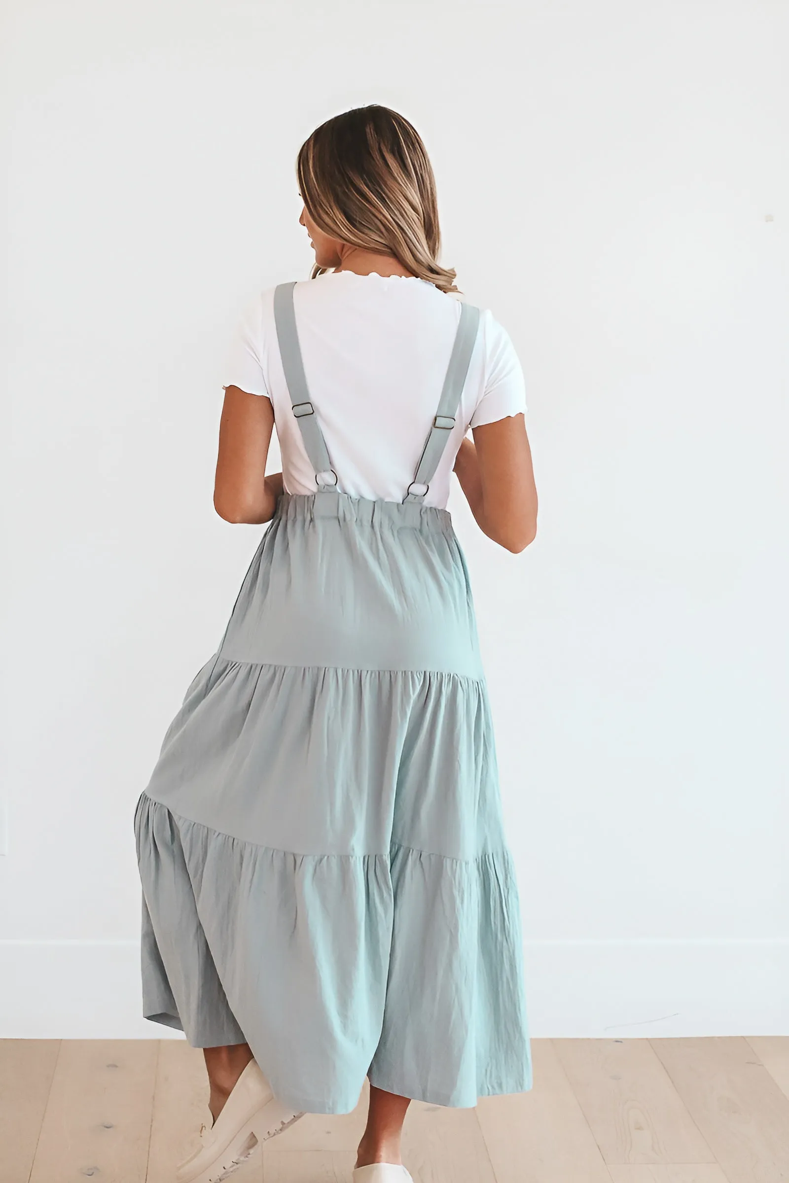 Overall Dress in Dusty Blue