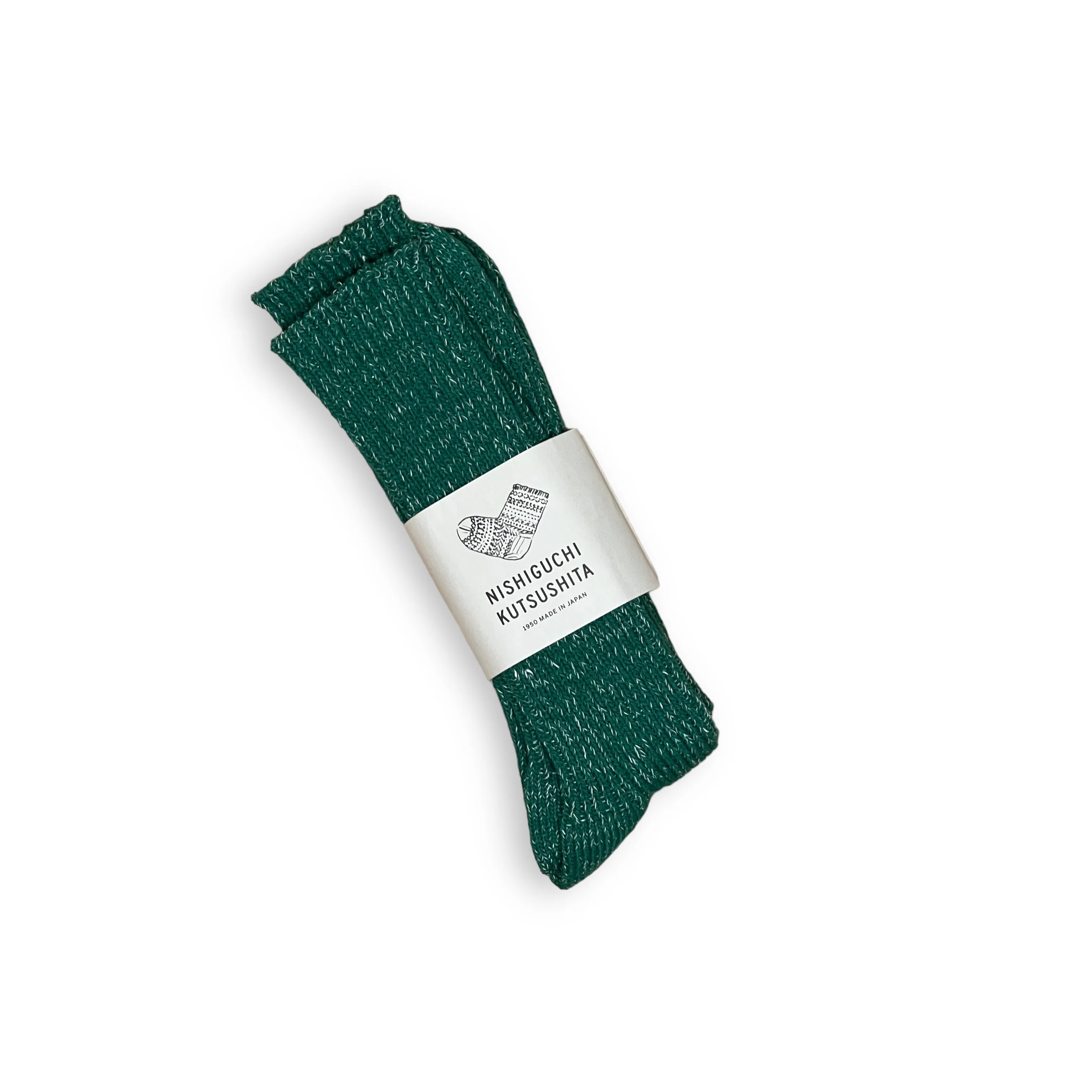 Hemp Cotton Ribbed Socks in Park Green by NISHIGUCHI KUTSUSHITA