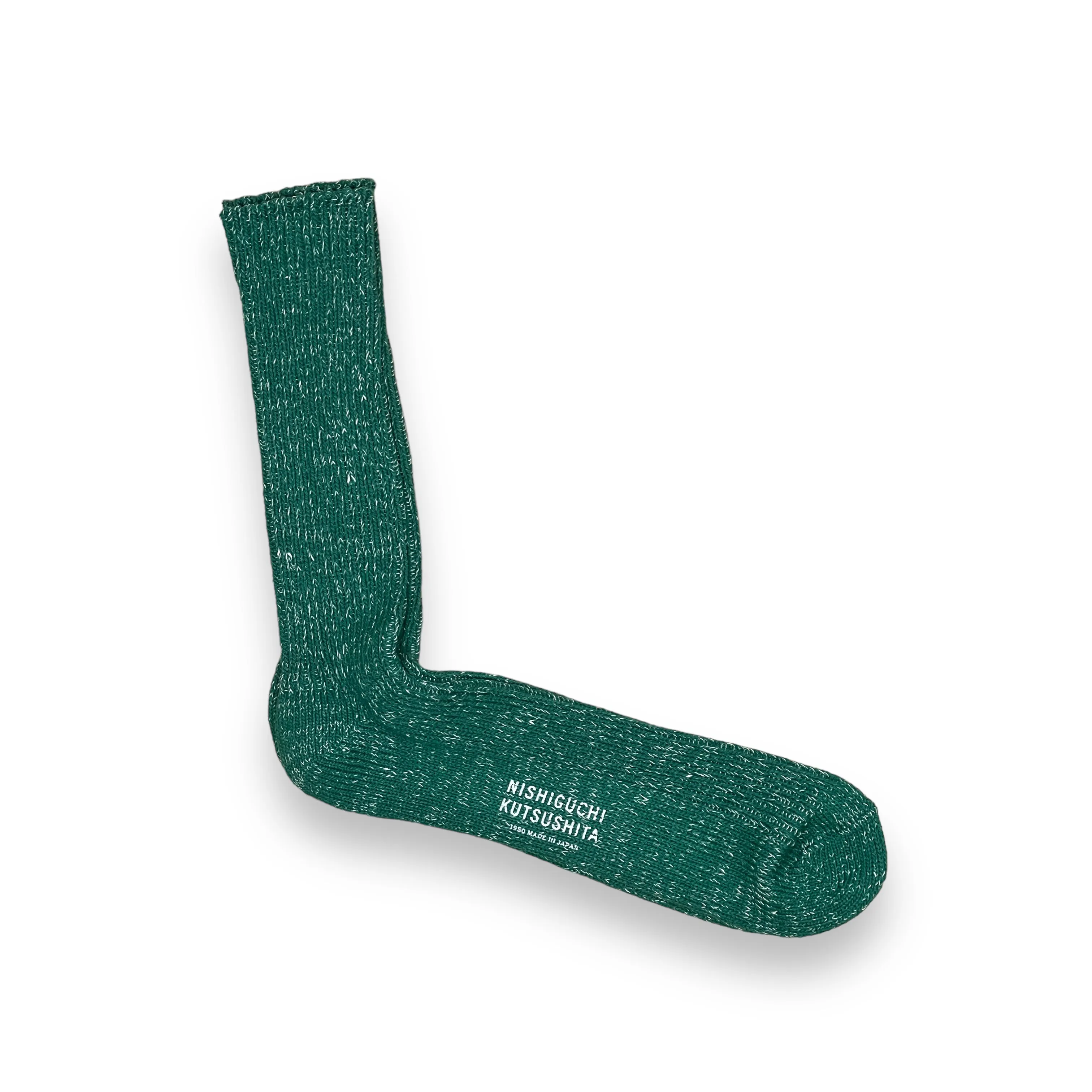 Hemp Cotton Ribbed Socks in Park Green by NISHIGUCHI KUTSUSHITA