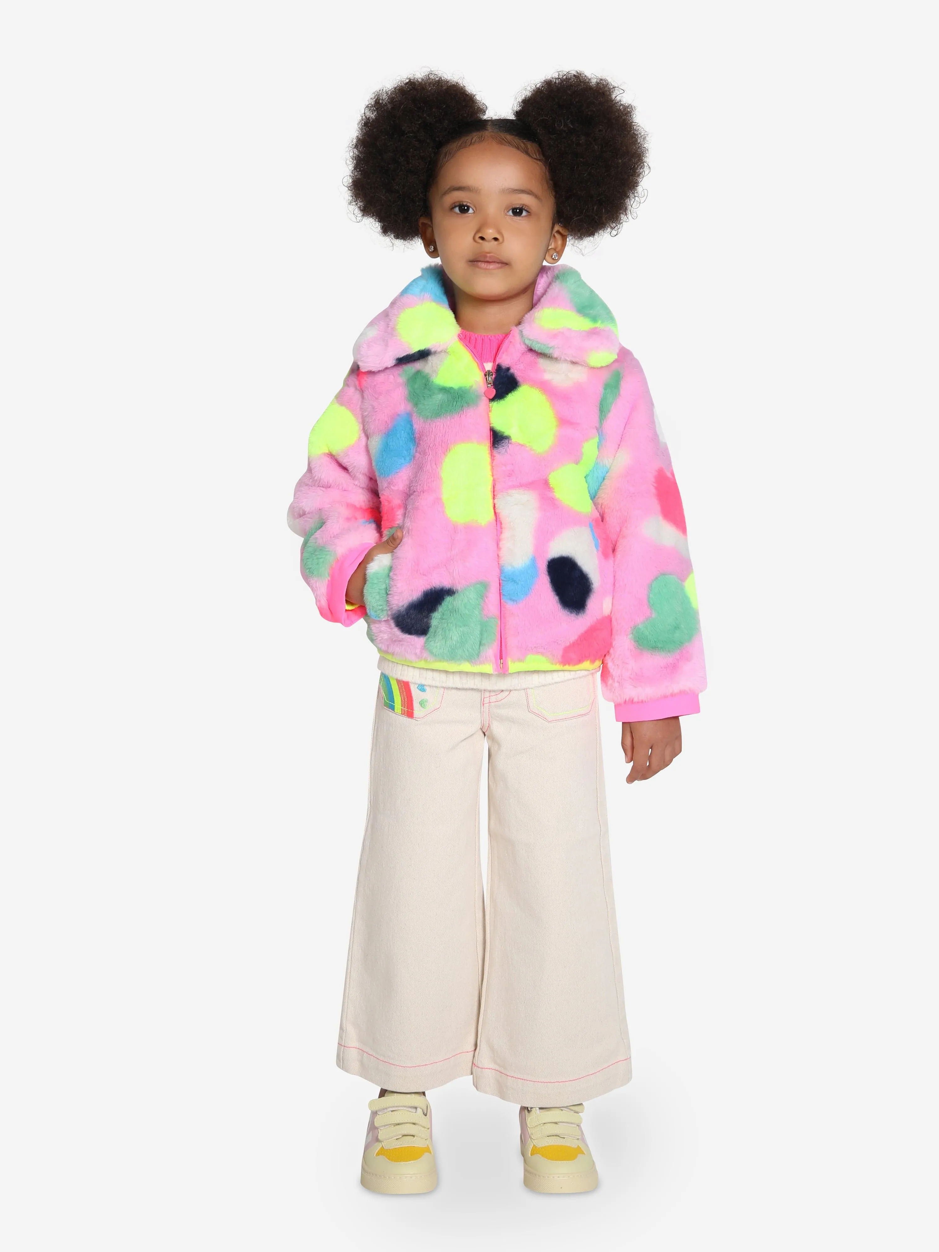 Pink Billieblush Girls Faux Fur Coat