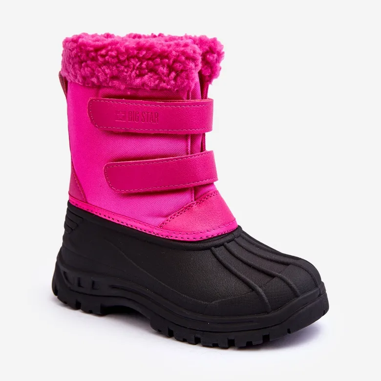 Pink Big Star Fuchsia Kids Velcro Snow Boots