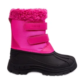 Pink Big Star Fuchsia Kids Velcro Snow Boots