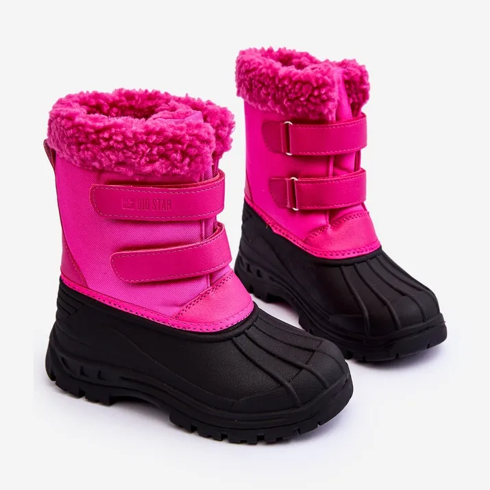 Pink Big Star Fuchsia Kids Velcro Snow Boots