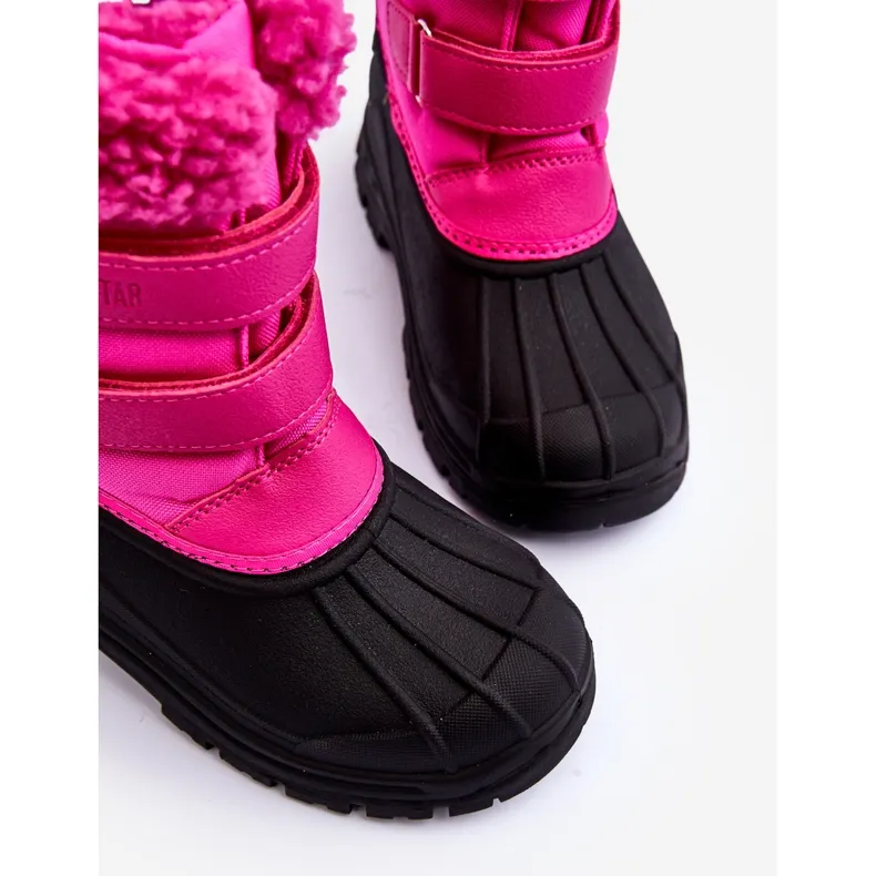 Pink Big Star Fuchsia Kids Velcro Snow Boots