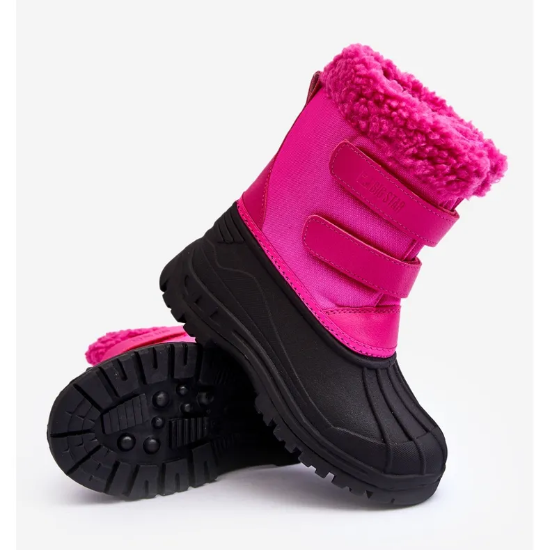 Pink Big Star Fuchsia Kids Velcro Snow Boots