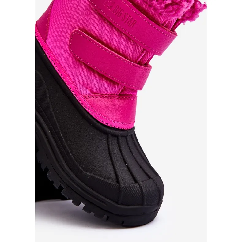 Pink Big Star Fuchsia Kids Velcro Snow Boots