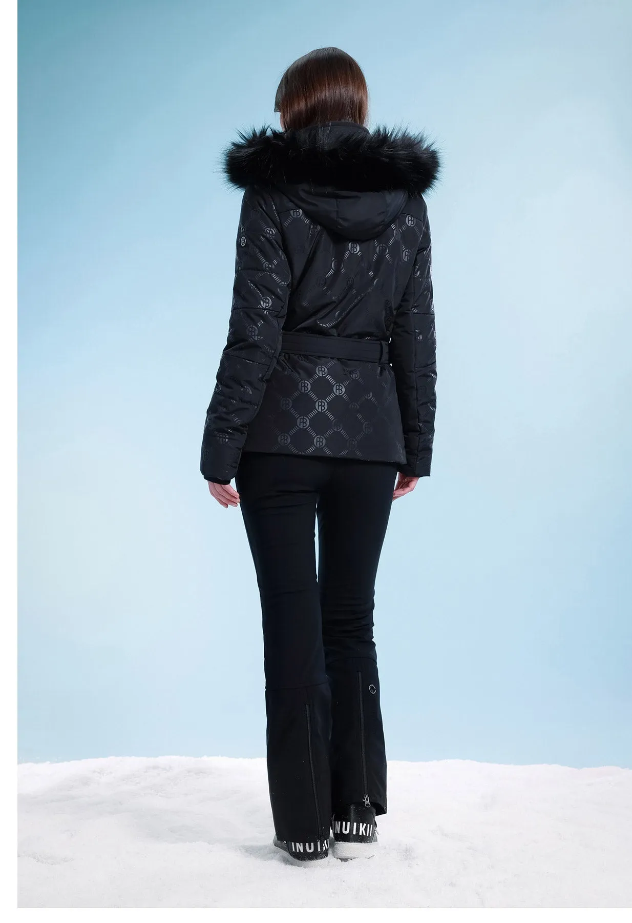 Black Poivre Blanc W23-1003 Ski Jacket with Faux Fur Trim