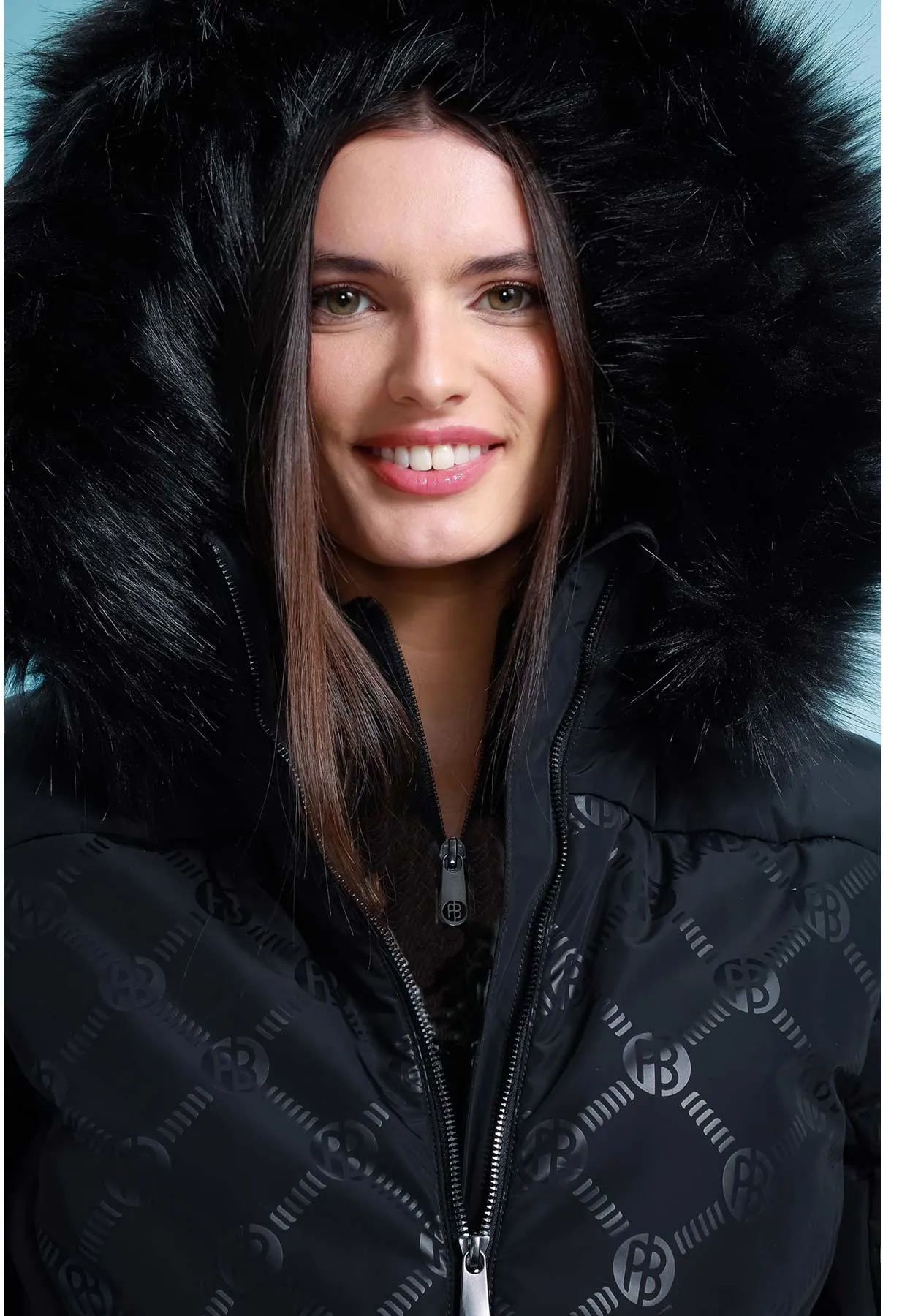 Black Poivre Blanc W23-1003 Ski Jacket with Faux Fur Trim