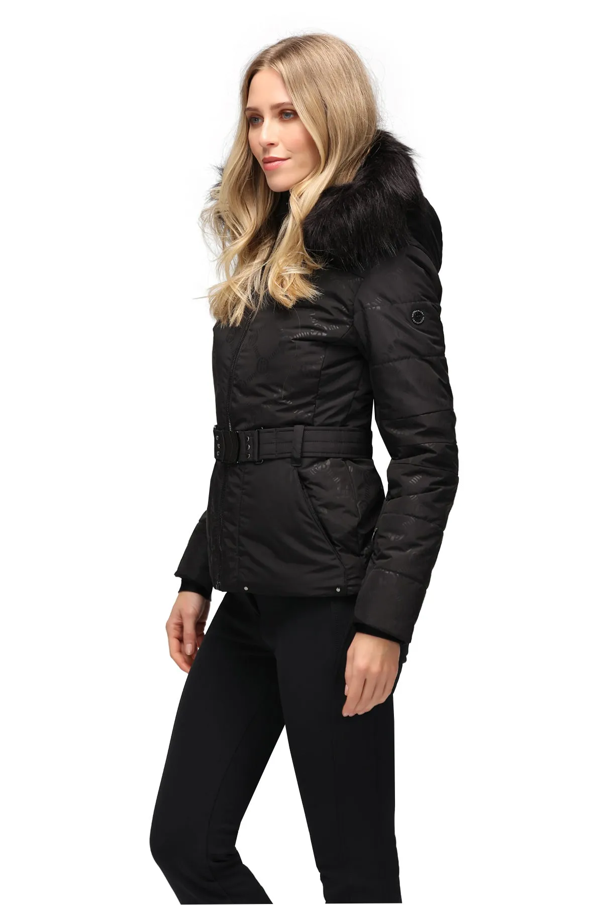 Black Poivre Blanc W23-1003 Ski Jacket with Faux Fur Trim