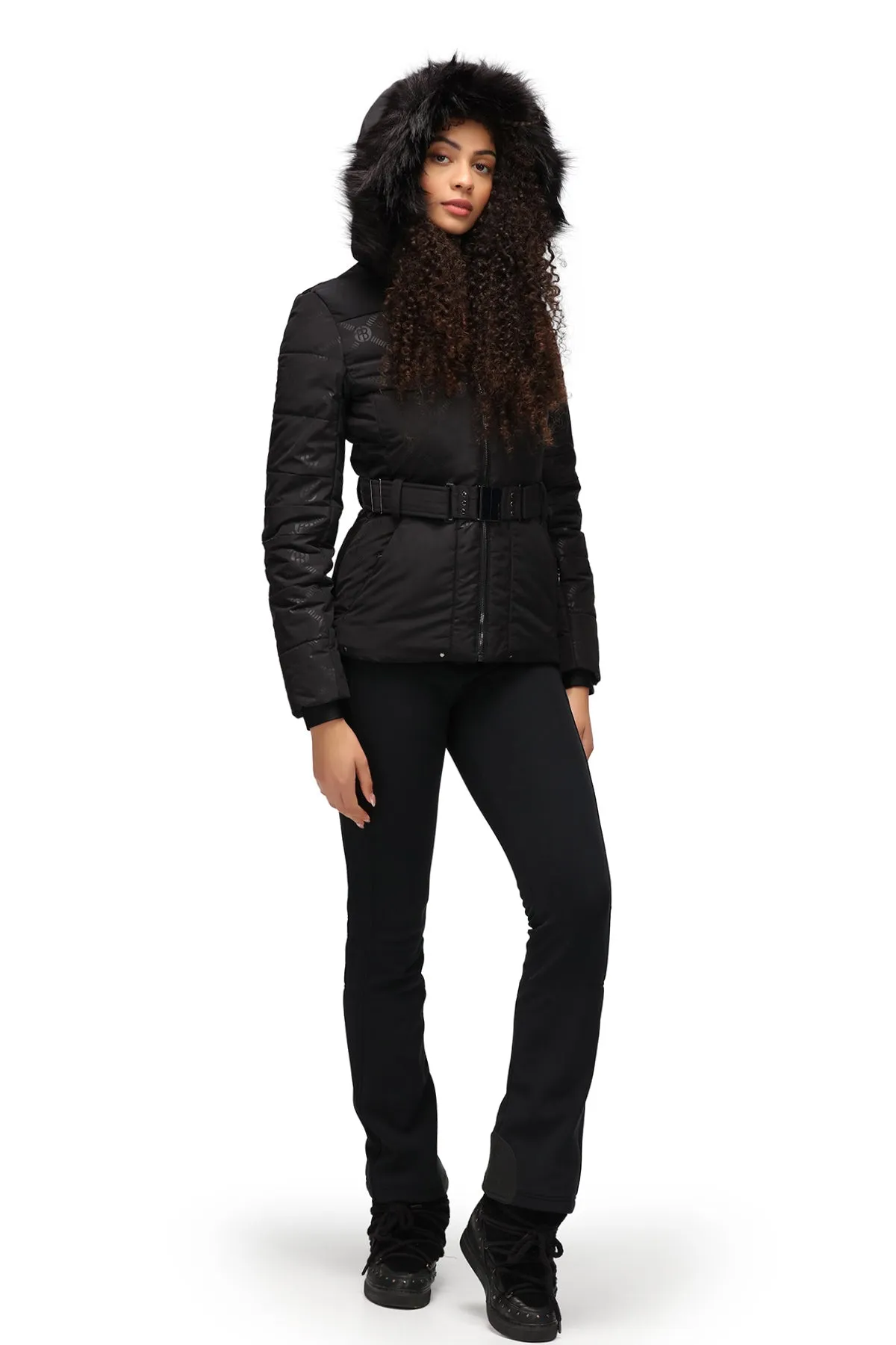 Black Poivre Blanc W23-1003 Ski Jacket with Faux Fur Trim