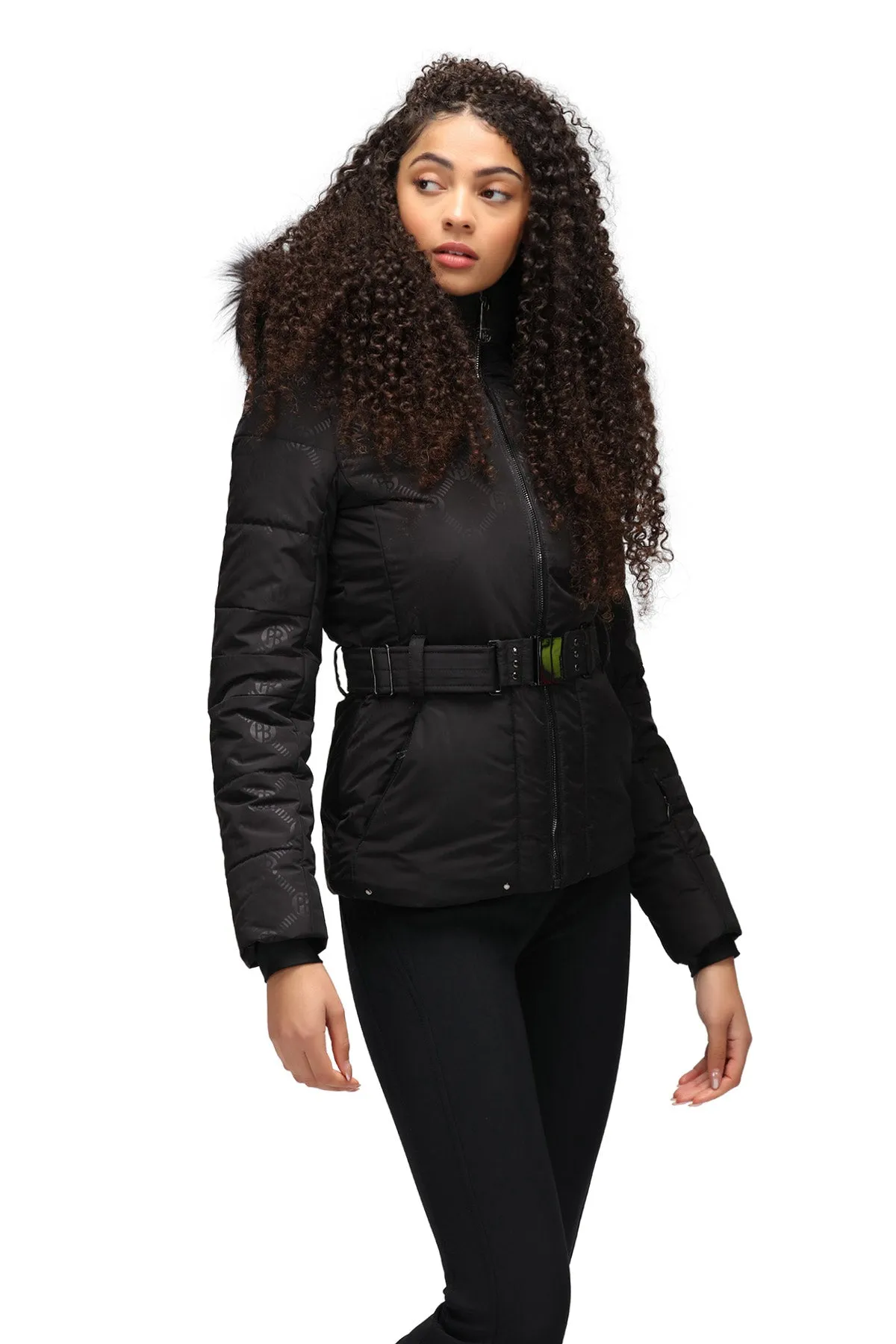 Black Poivre Blanc W23-1003 Ski Jacket with Faux Fur Trim