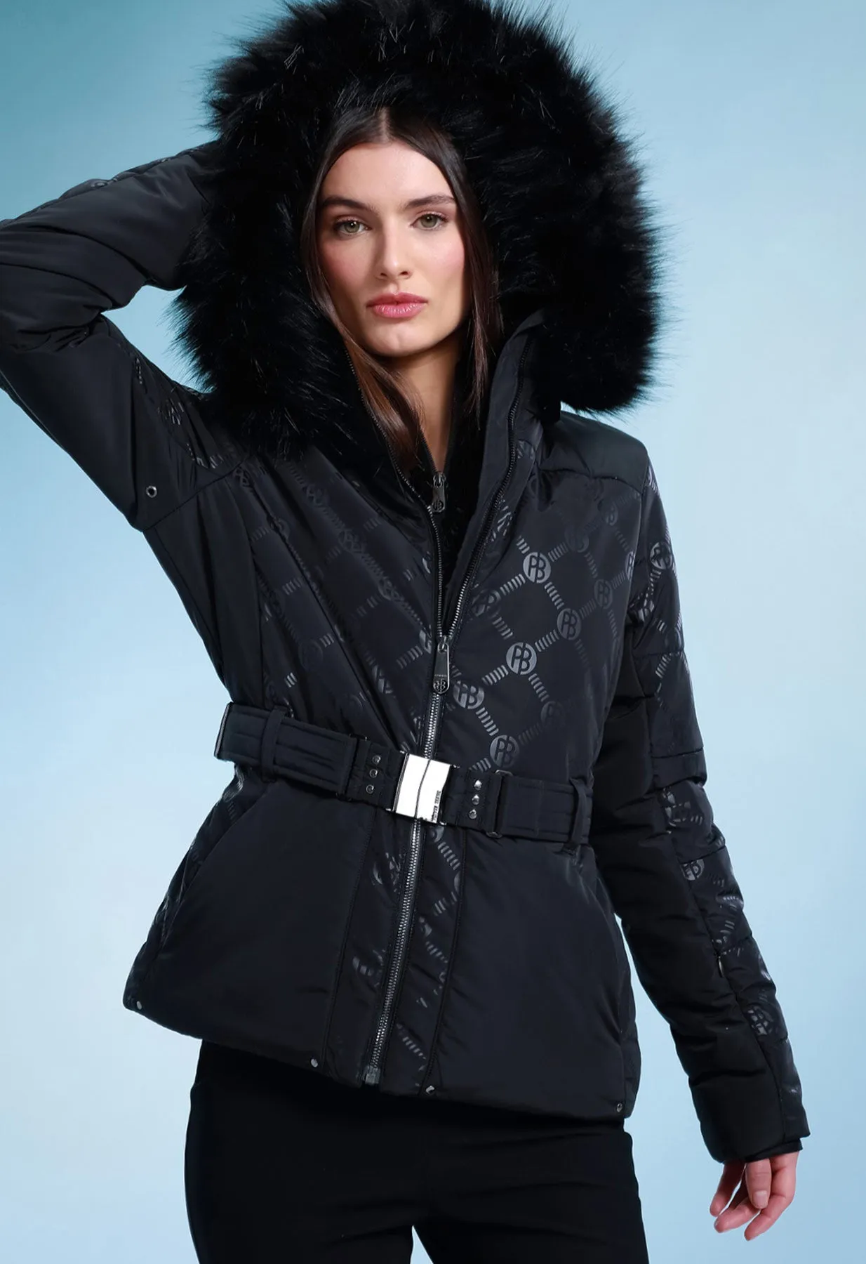 Black Poivre Blanc W23-1003 Ski Jacket with Faux Fur Trim