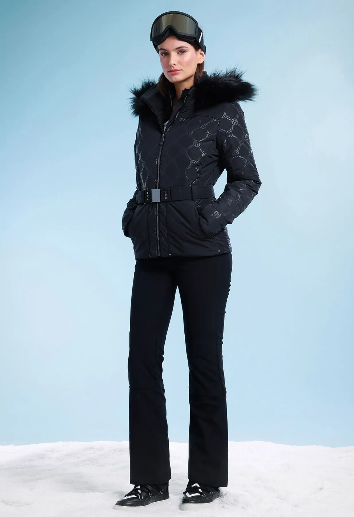 Black Poivre Blanc W23-1003 Ski Jacket with Faux Fur Trim