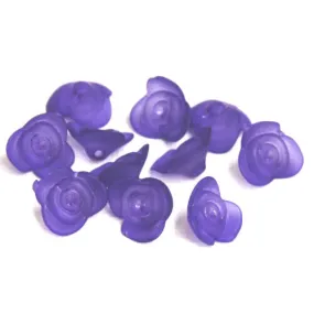 Acrylic Beads, Button Beads, Rose, Flower, Frosted, Purple, 16mm