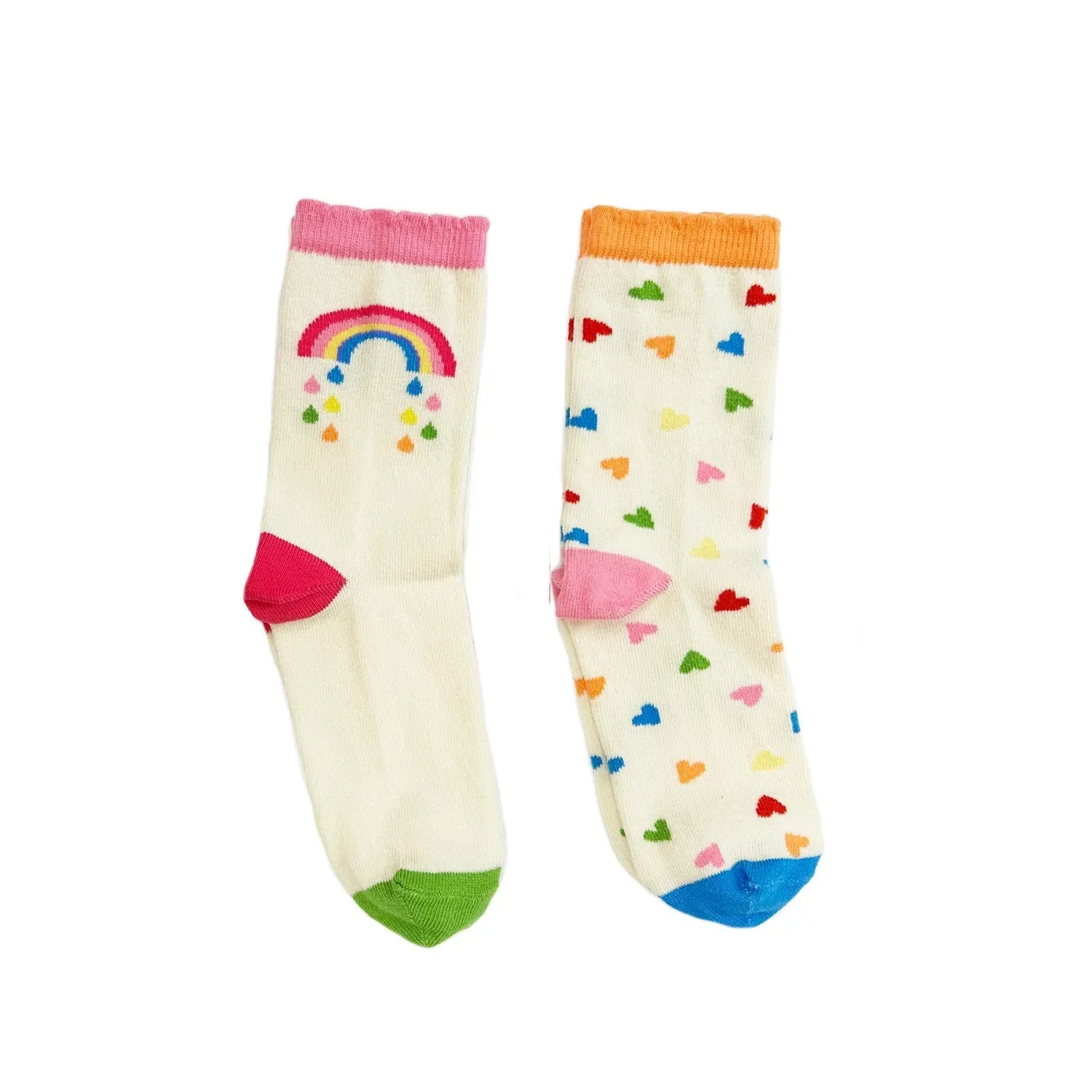 Rainbow Hearts Socks 2-Pack by Rockahula