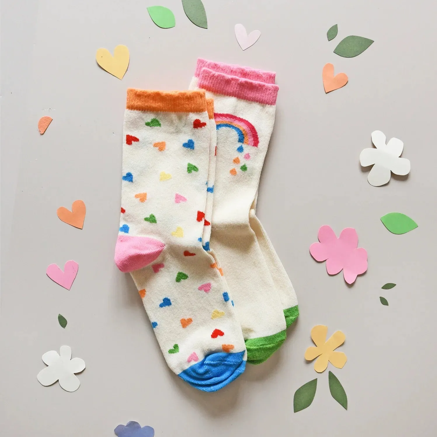 Rainbow Hearts Socks 2-Pack by Rockahula