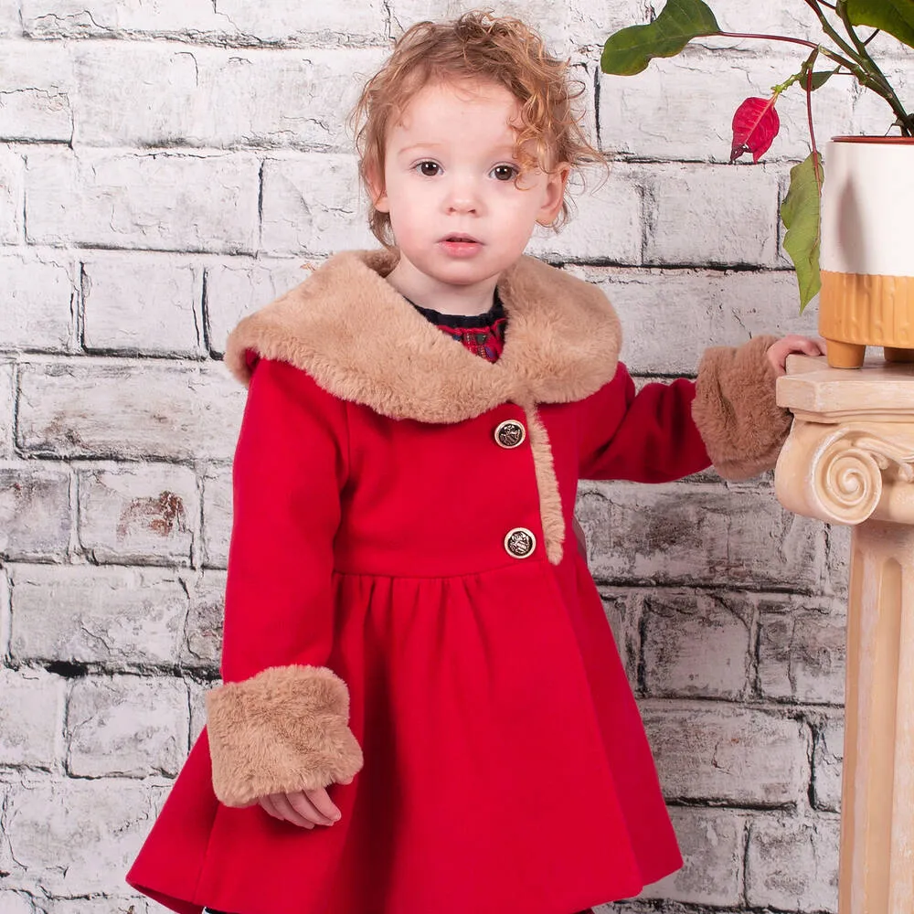 Red Faux Fur Coat and Hat