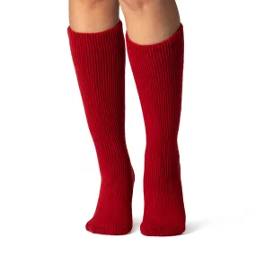 Red Ladies Long Wool Socks