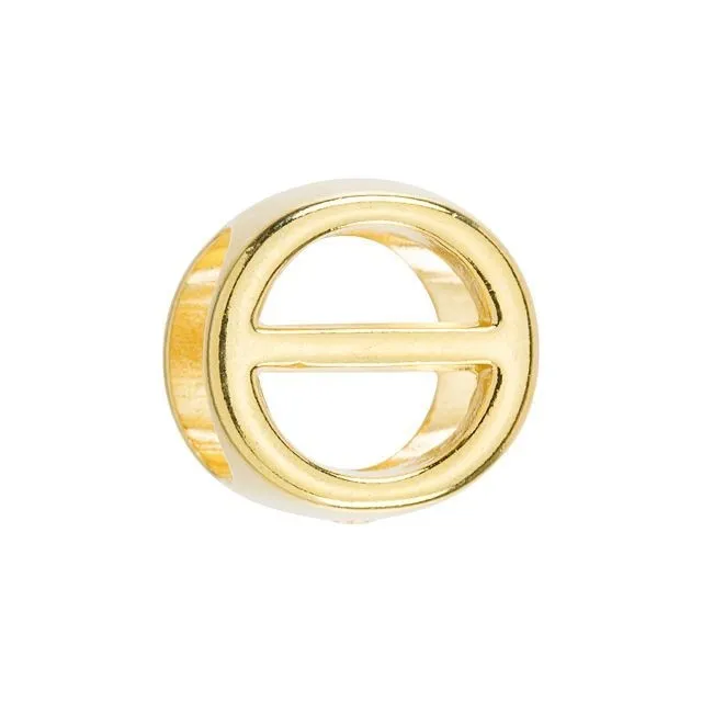 Regaliz Symbol Slider Bead Oval Leather Cord THETA Gold Plated