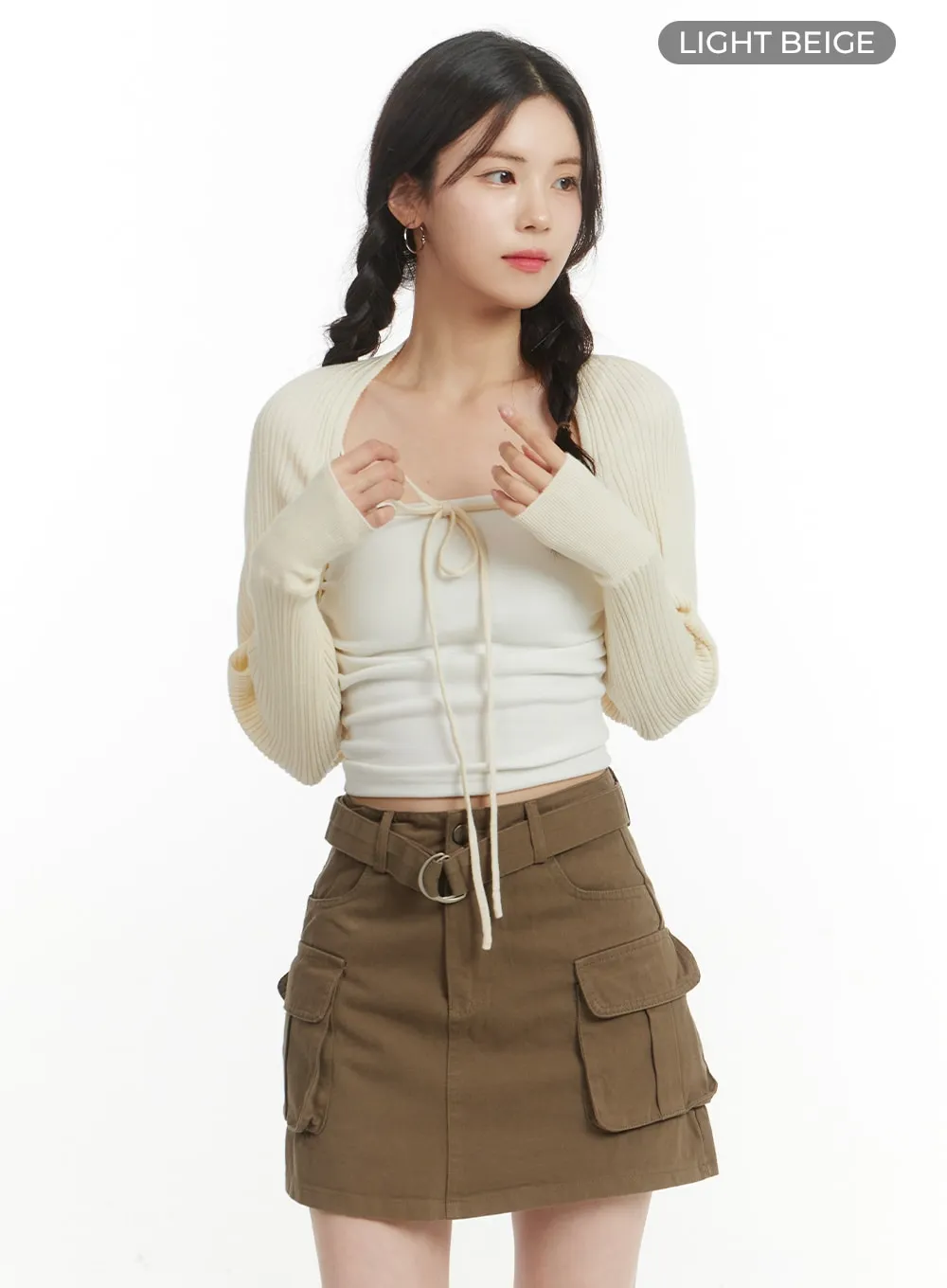 Ribbed Knit Bolero Blouse OF427