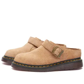 Sandy Tan Suede Dr. Martens Isham Buckle Mule