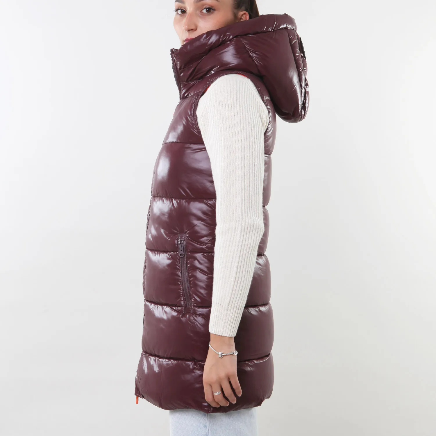 Save Duck Uma Semi-Gloss Burgundy Orange Down Vest