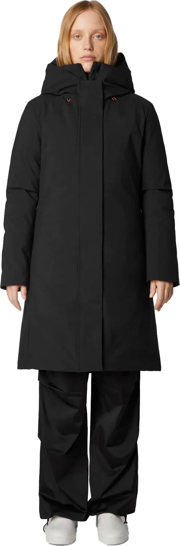 Save the Duck Women's Long Hooded Parka in Sienna Black - Buy Now