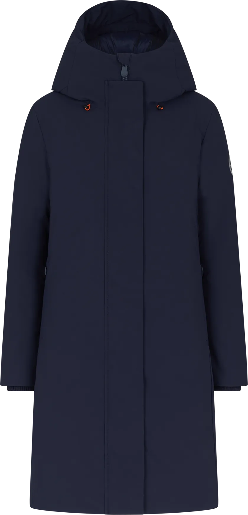 Save the Duck Women's Long Hooded Parka in Sienna Blue Black - Buy Now