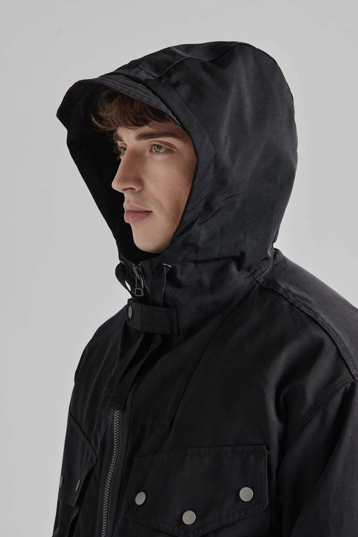 Black Smock Hooded Parka