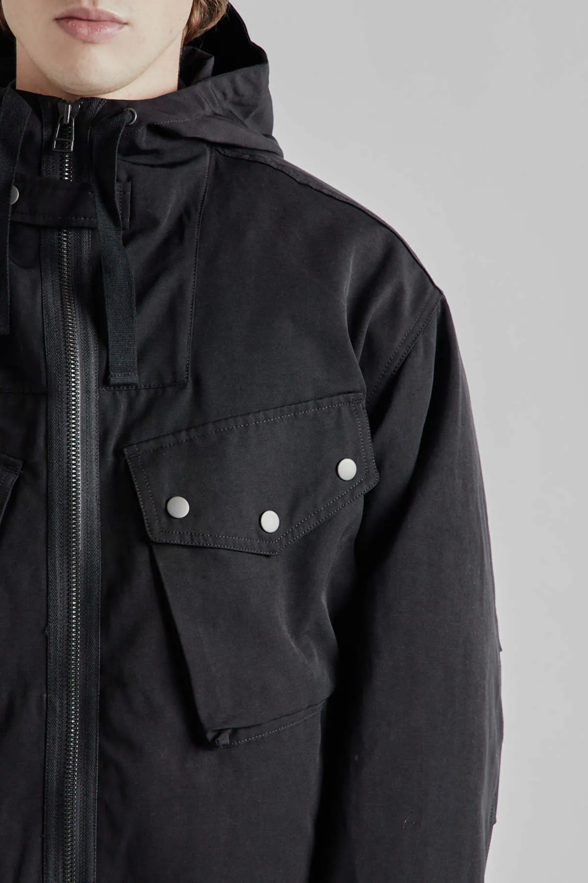 Black Smock Hooded Parka