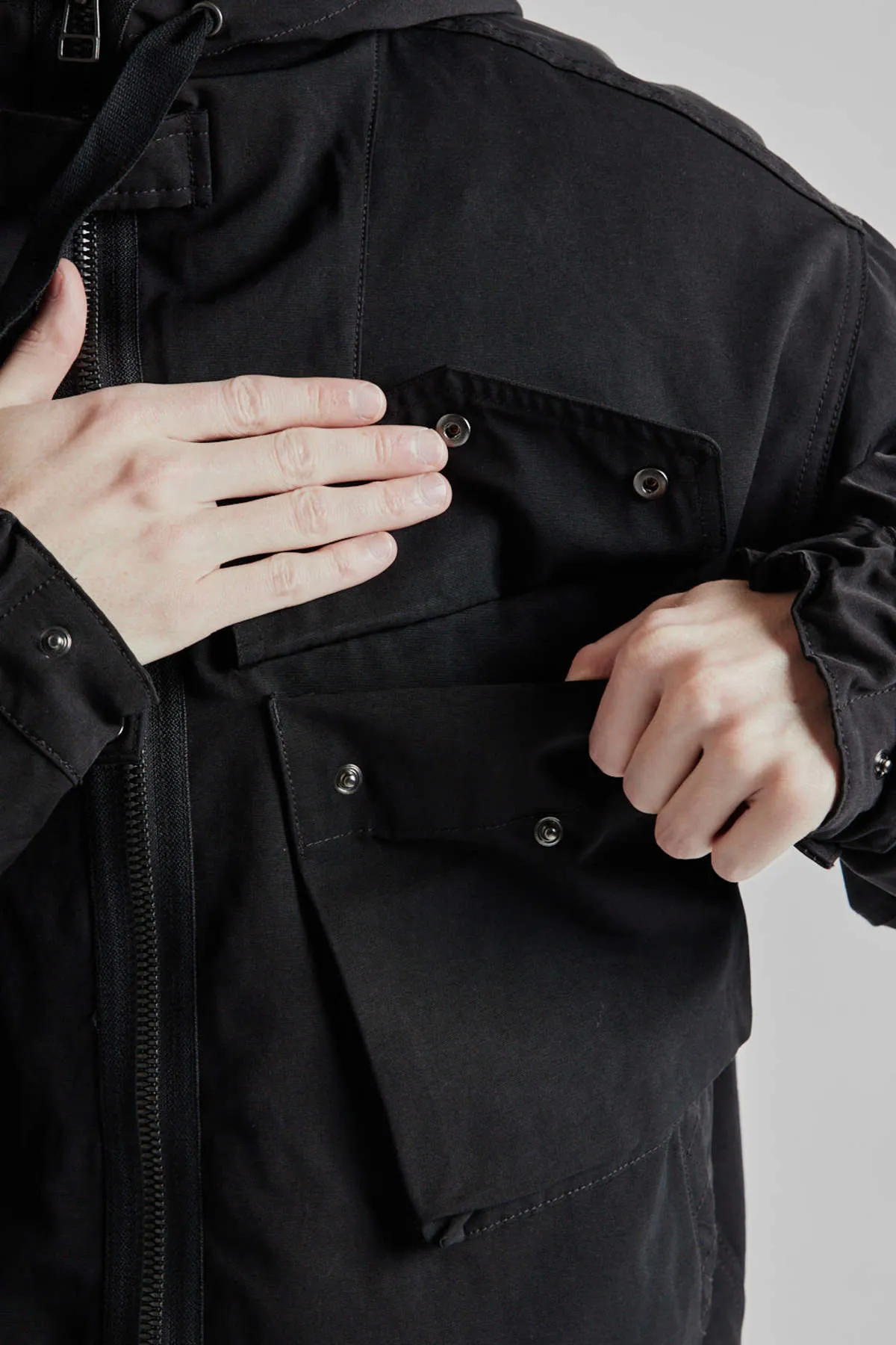 Black Smock Hooded Parka