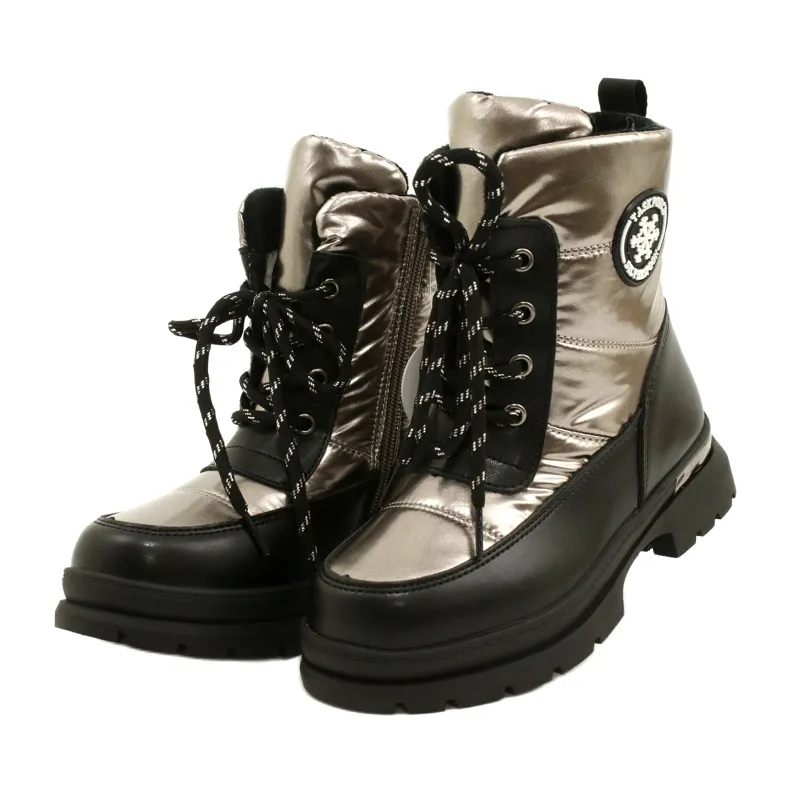 Miss Evento Pewter Black Snow Boots For Kids