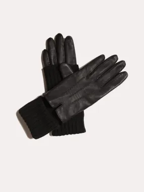 SOIA & KYO Carmel Leather and Suede Gloves